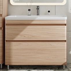 Style Line Мебель для ванной напольная Атлантика 100, Люкс ясень перламутр, PLUS – фотография-6